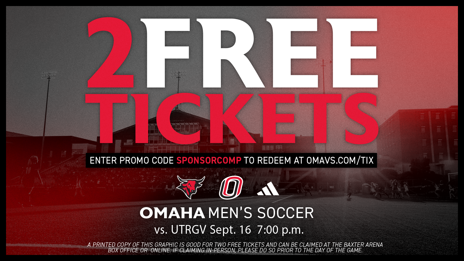 Omaha men's soccer ticket graphic