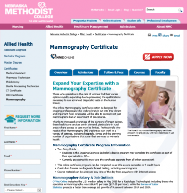 Image for post: NMC Website Goes Pink to Announce Online Mammography Program